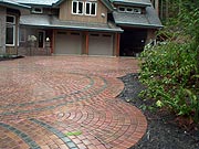 stone driveway with circular patterns